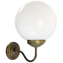 French White Opaline Glass Brass Bistro Sconces Wall Lamps