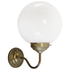 French White Opaline Glass Brass Bistro Sconces Wall Lamps
