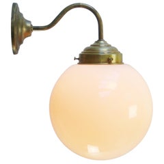 French White Opaline Glass Brass Bistro Sconces Wall Lamps