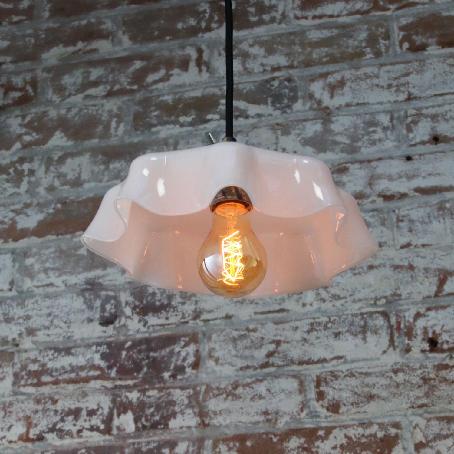20th Century French White Opaline Glass Pendant Lights For Sale