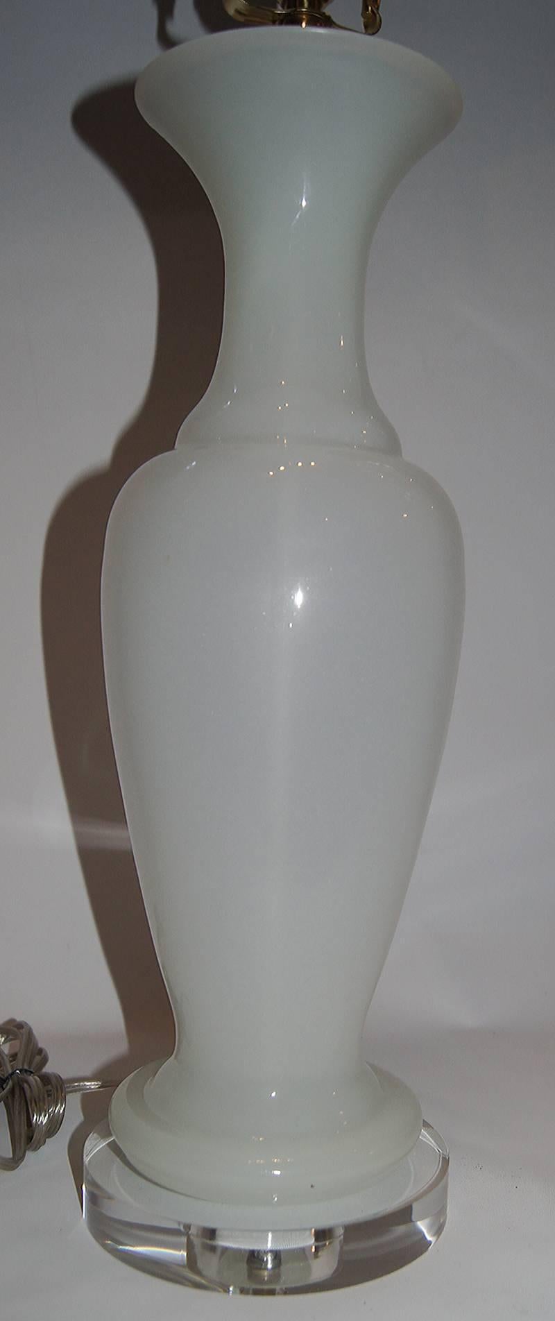 Mid-20th Century French White Opaline Lamp For Sale