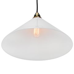 French Opaline Milk Glass Brass Suspensions Lights