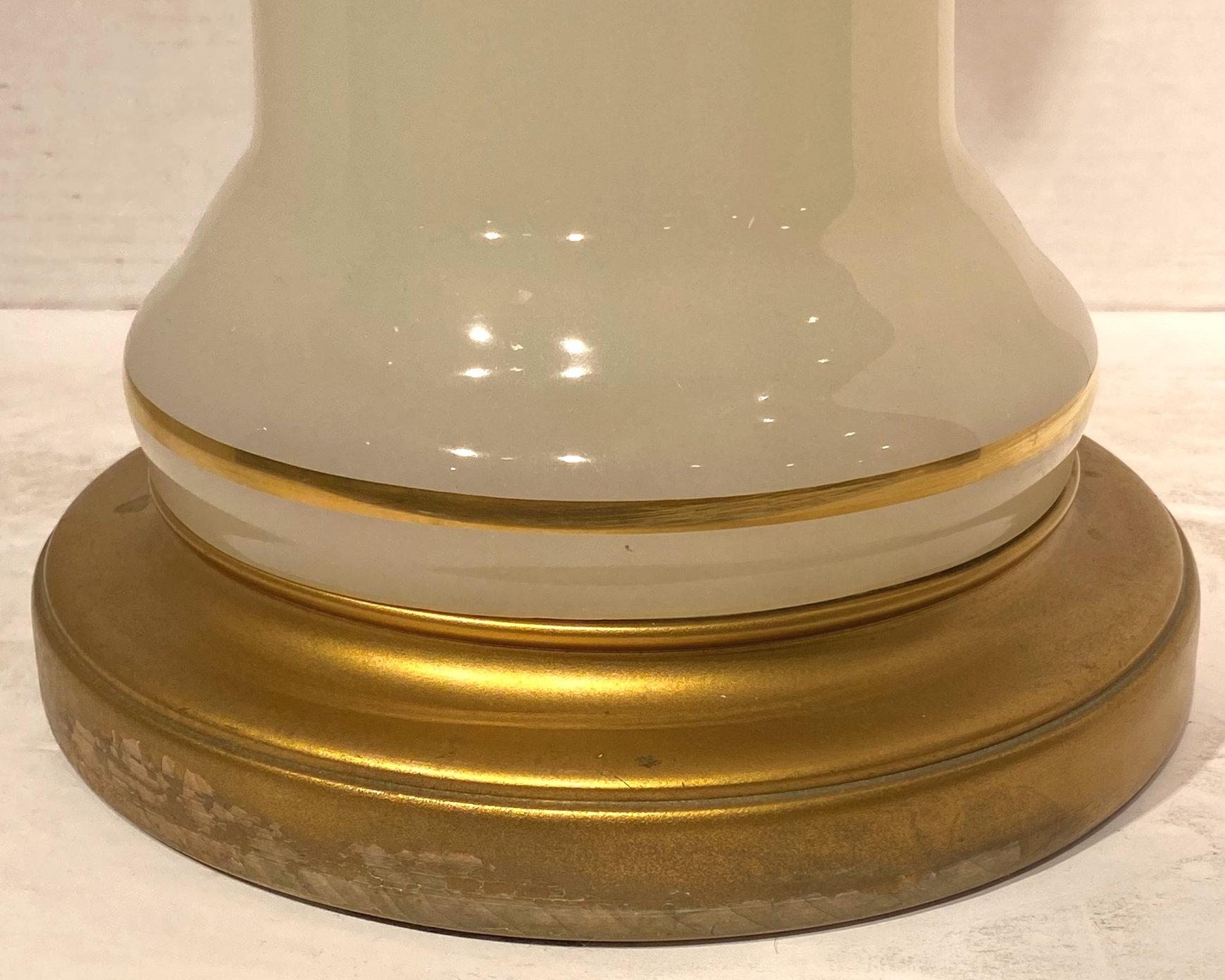 French White Opaline Glass Centerpiece Vase Mounted for Lamp 1
