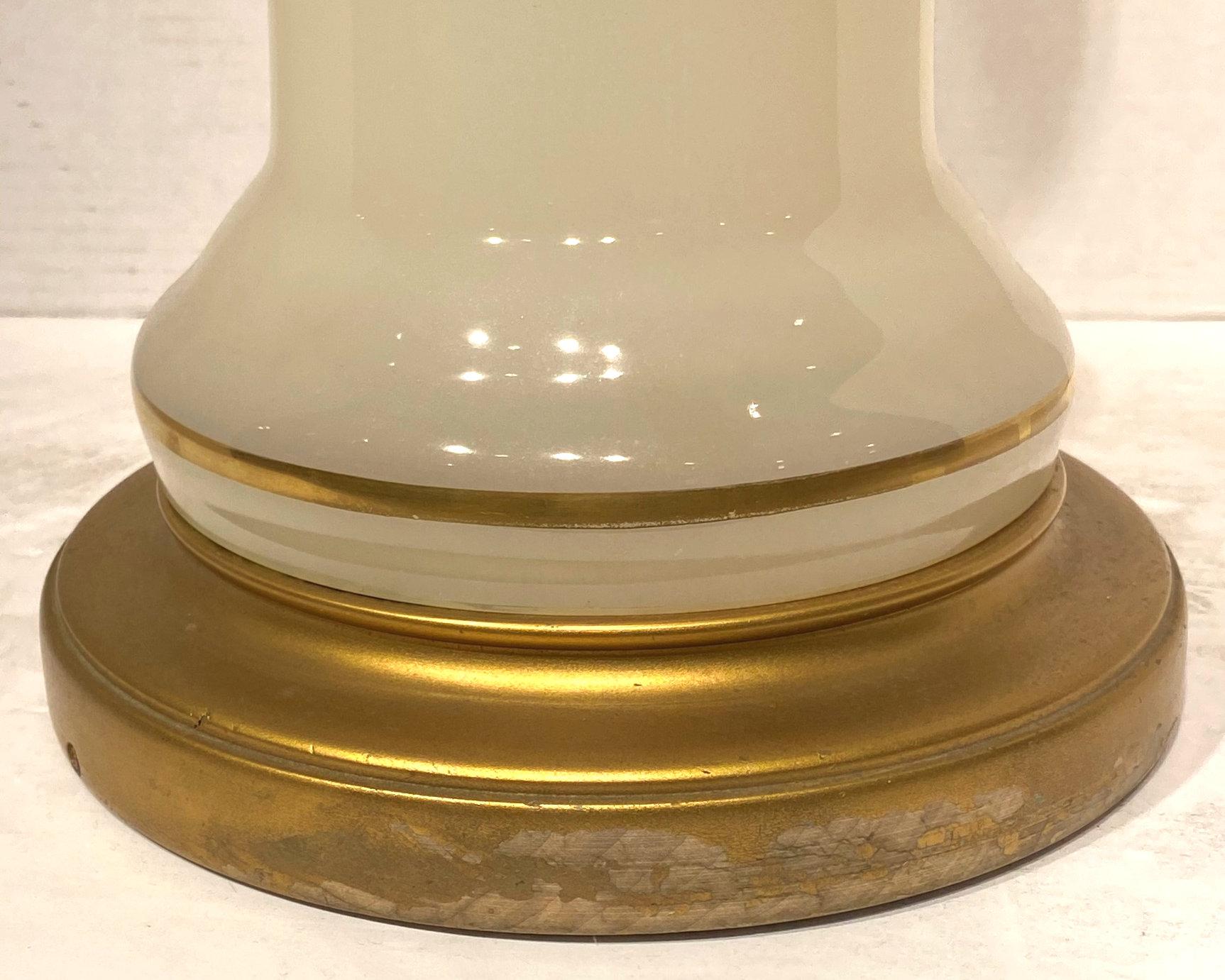 French White Opaline Glass Centerpiece Vase Mounted for Lamp 2