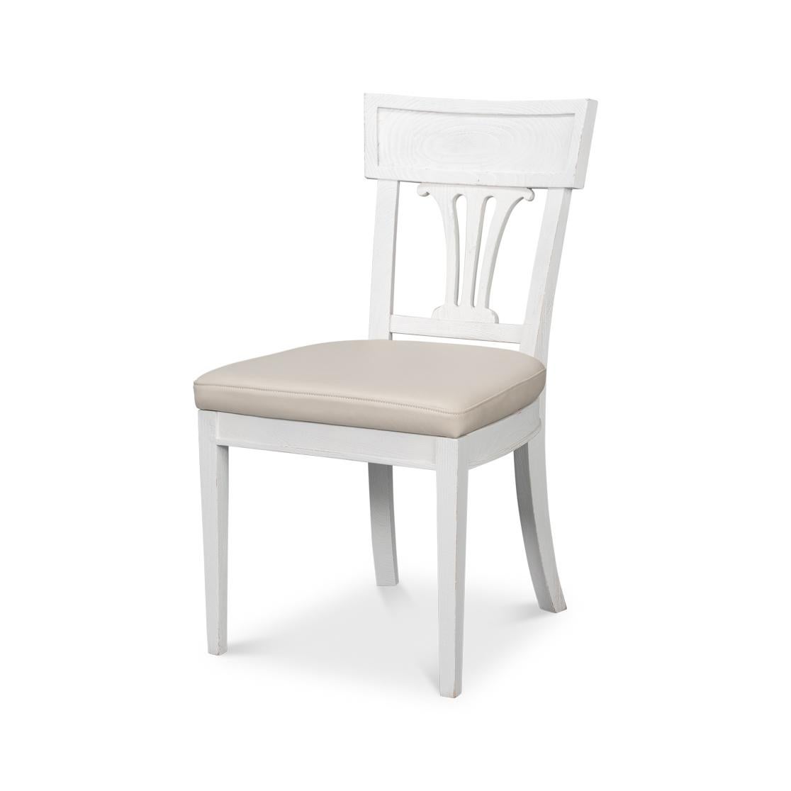 Asian French White Painted Dining Chairs (Sets of 2) For Sale