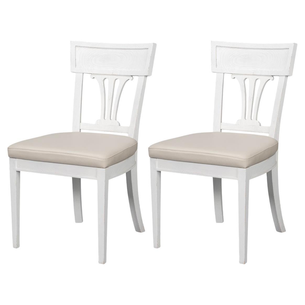 French White Painted Dining Chairs (Sets of 2)