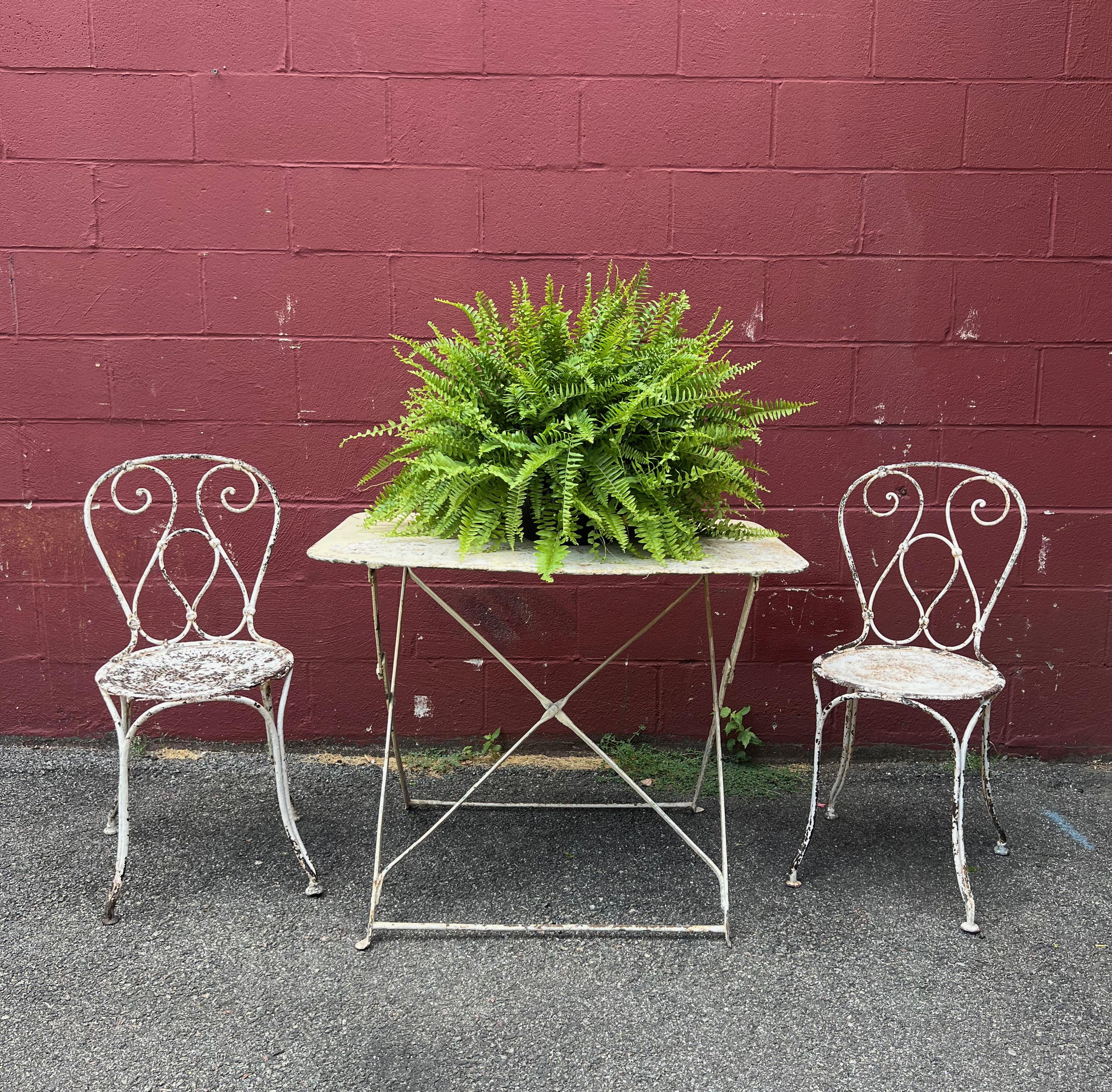 French White Painted Folding Garden Table 5