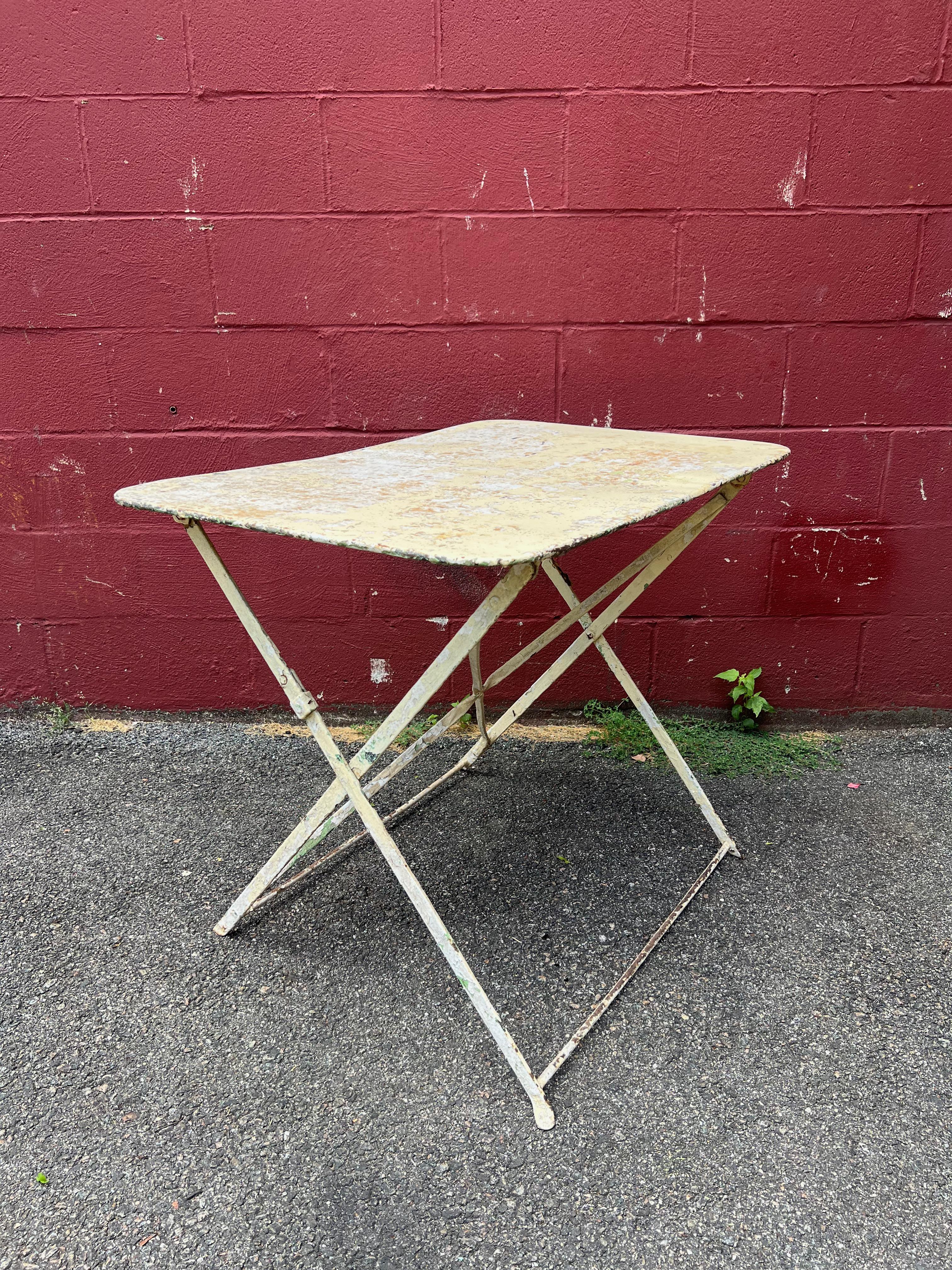 Early 20th Century French White Painted Folding Garden Table