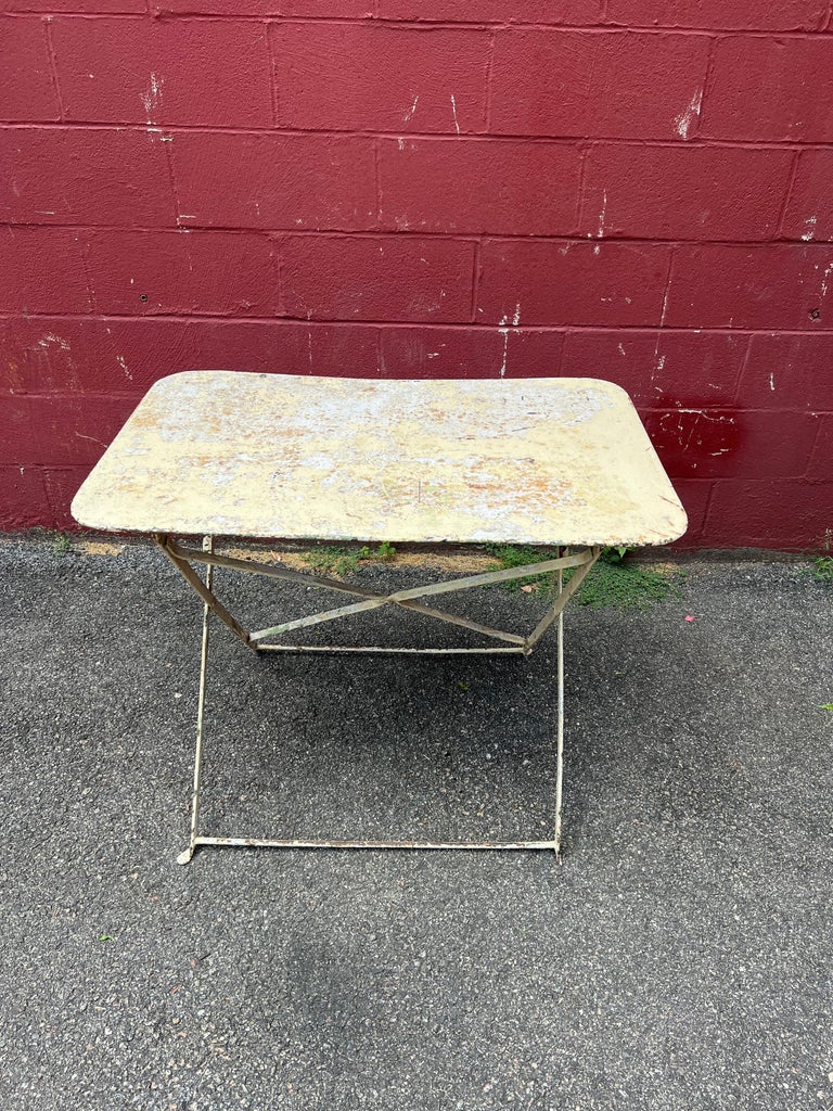 French White Painted Folding Garden Table For Sale at 1stDibs