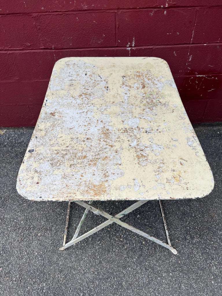 French White Painted Folding Garden Table For Sale at 1stDibs