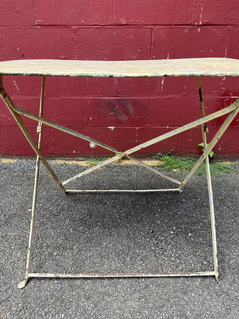French White Painted Folding Garden Table For Sale at 1stDibs