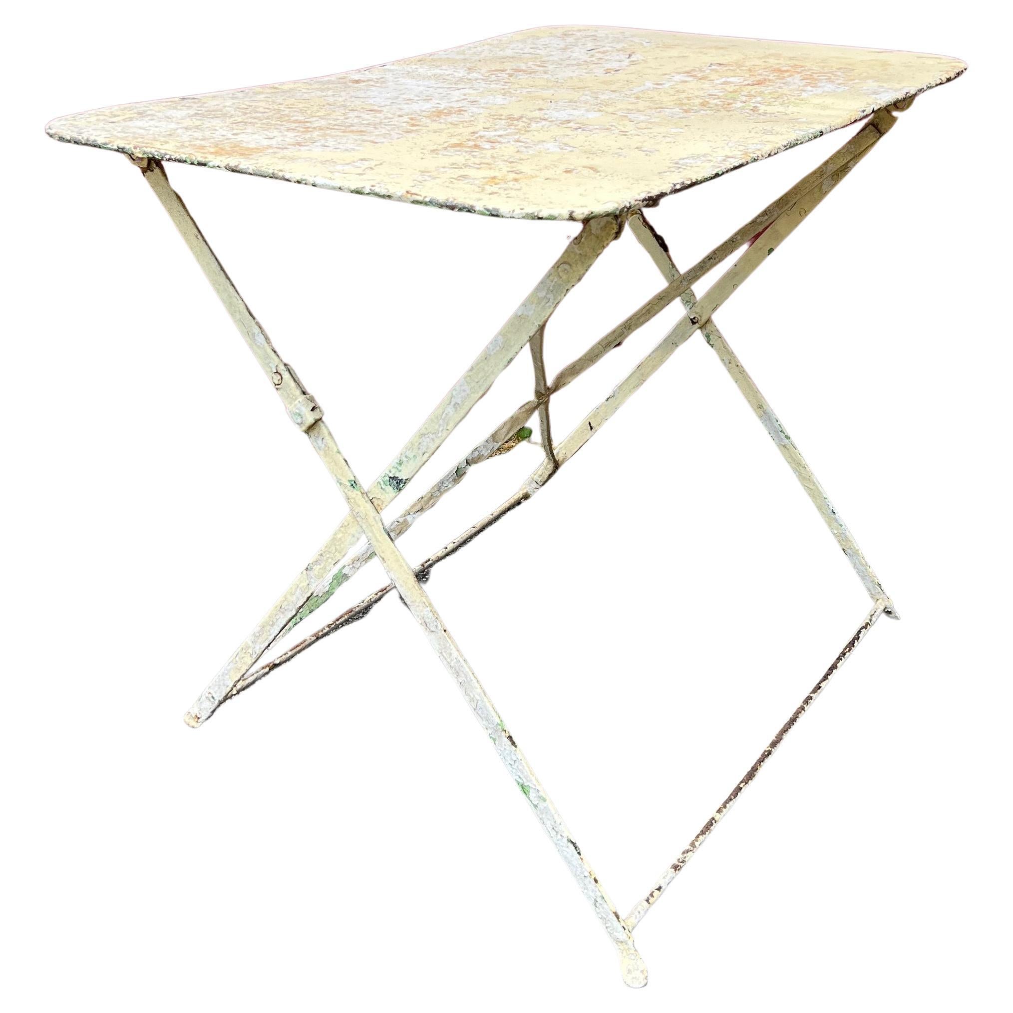 French White Painted Folding Garden Table For Sale