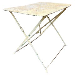 Used French White Painted Folding Garden Table