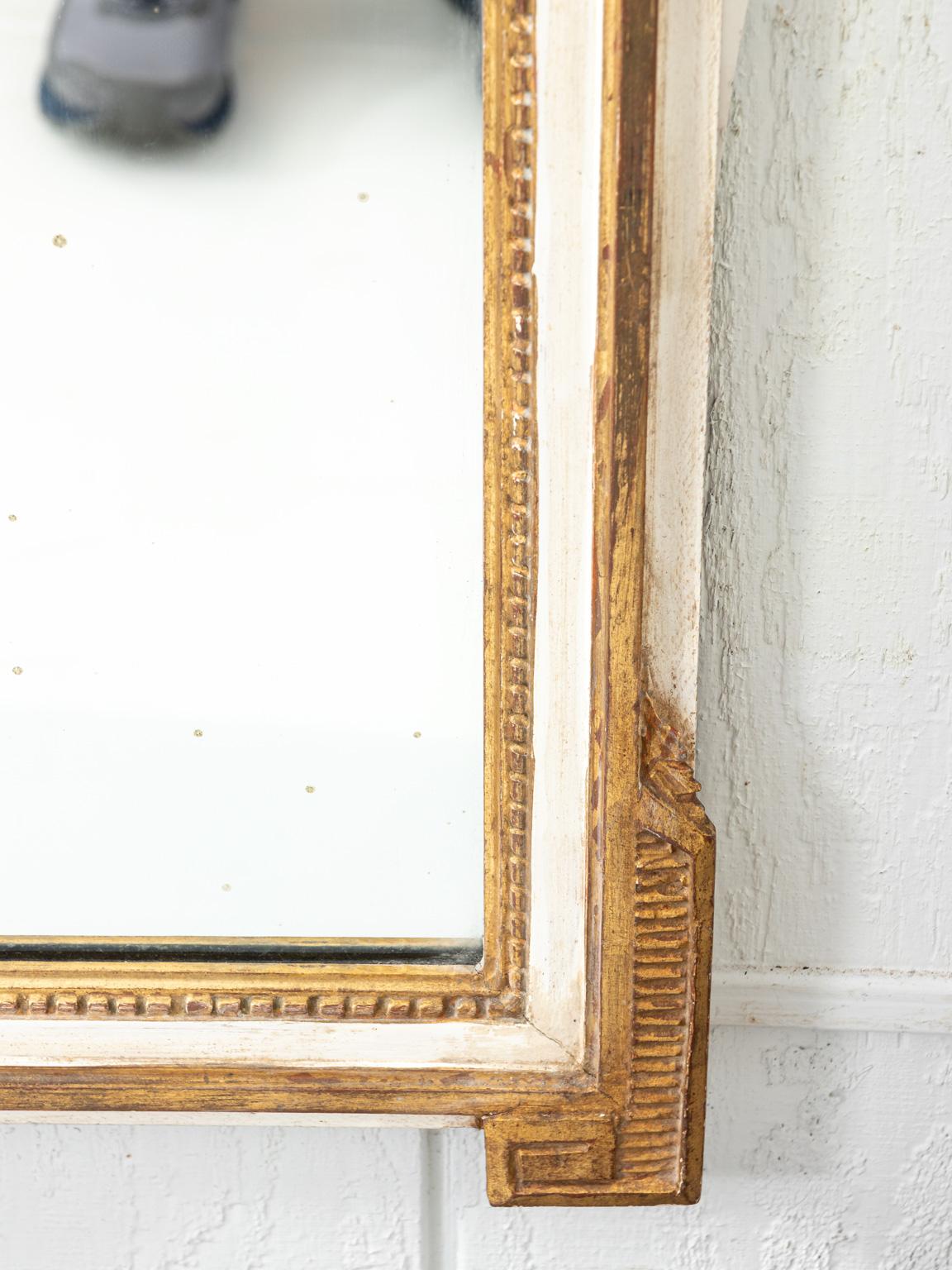 French White Painted Giltwood Trumeau Mirror 3