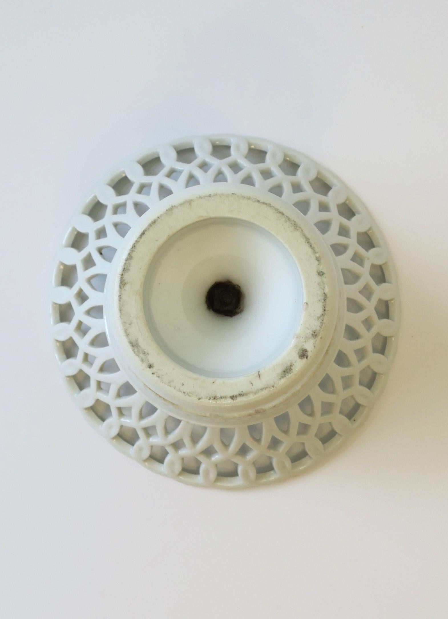 French White Pierced Porcelain Compote Basket Centerpiece Bowl 3