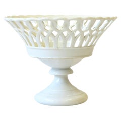 French White Pierced Porcelain Compote Basket Centerpiece Bowl