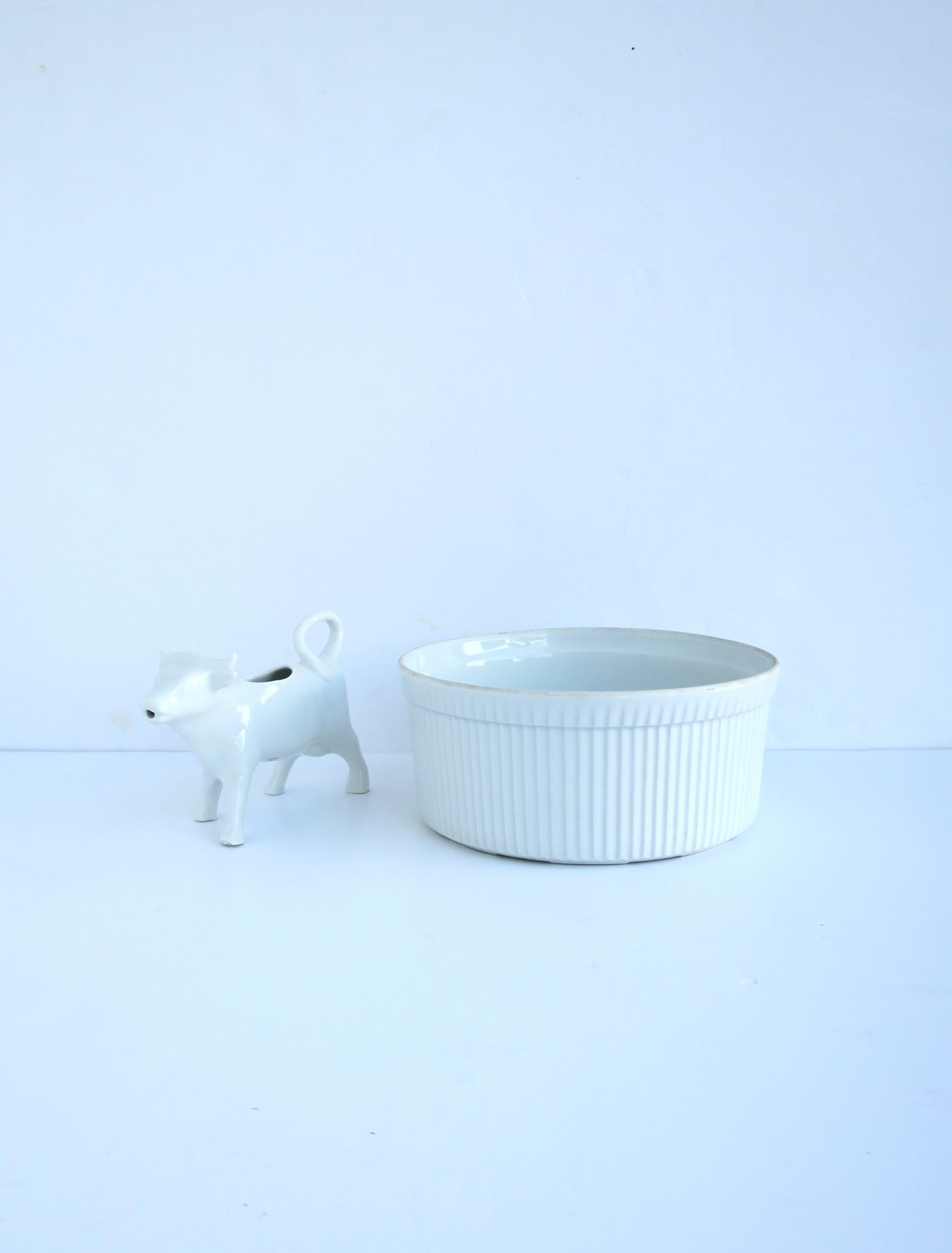 Glazed French White Porcelain Bowl  For Sale