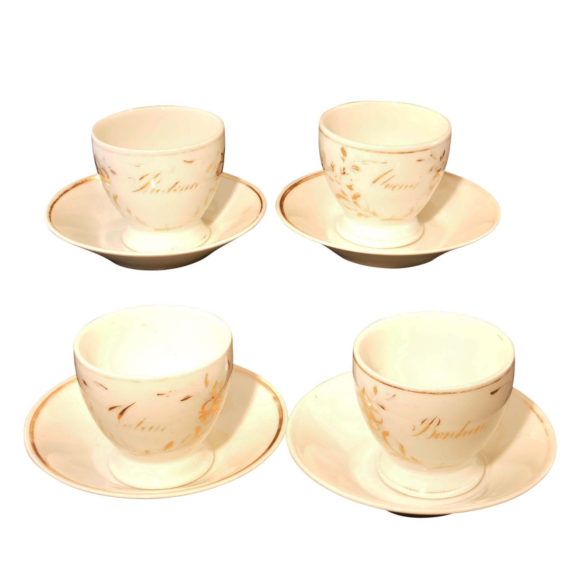 French White Porcelain with Gold Accent Tea Set For Sale 5