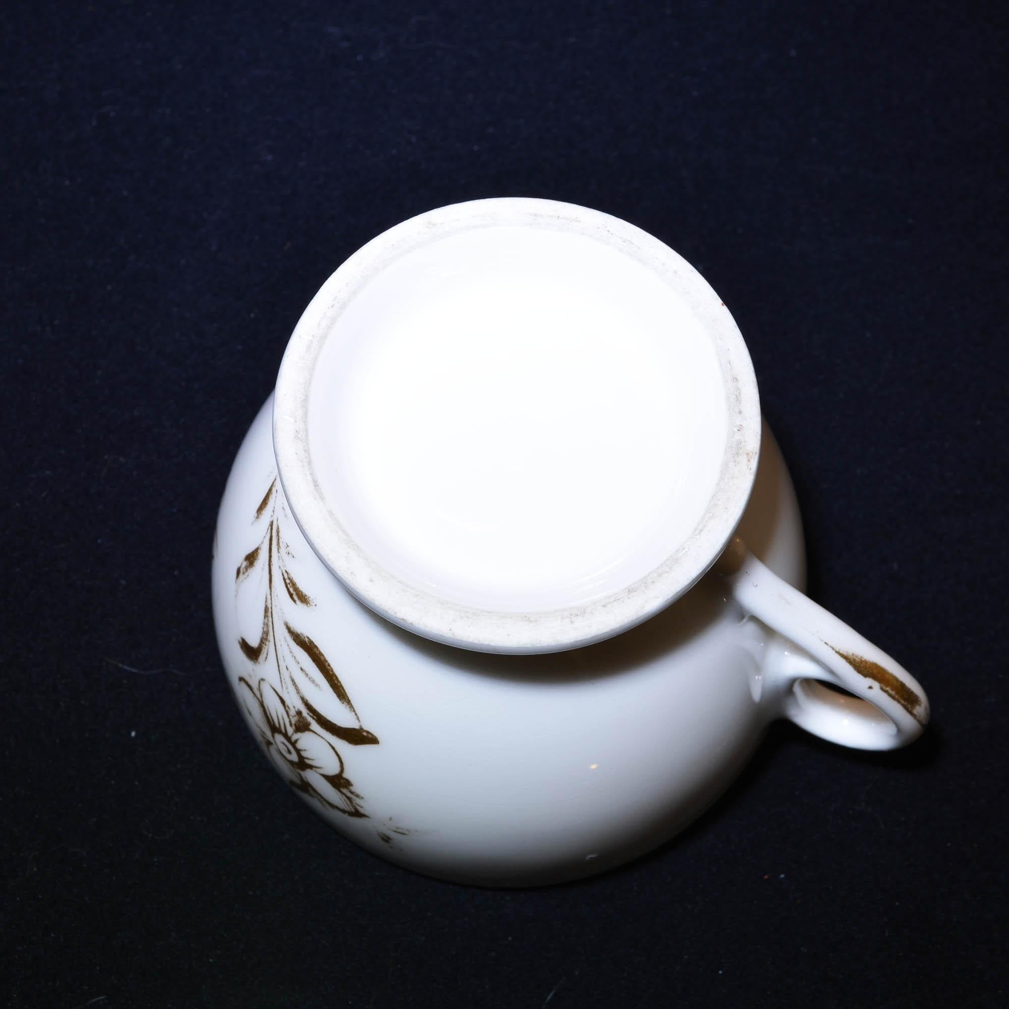 19th Century French White Porcelain with Gold Accent Tea Set For Sale