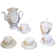 French White Porcelain with Gold Accent Tea Set