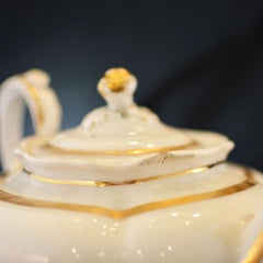 French White Porcelain with Gold Accent Teapot