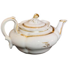 French White Porcelain with Gold Accent Teapot