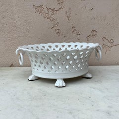 French White Reticulated Basket Emile Tessier, circa 1920