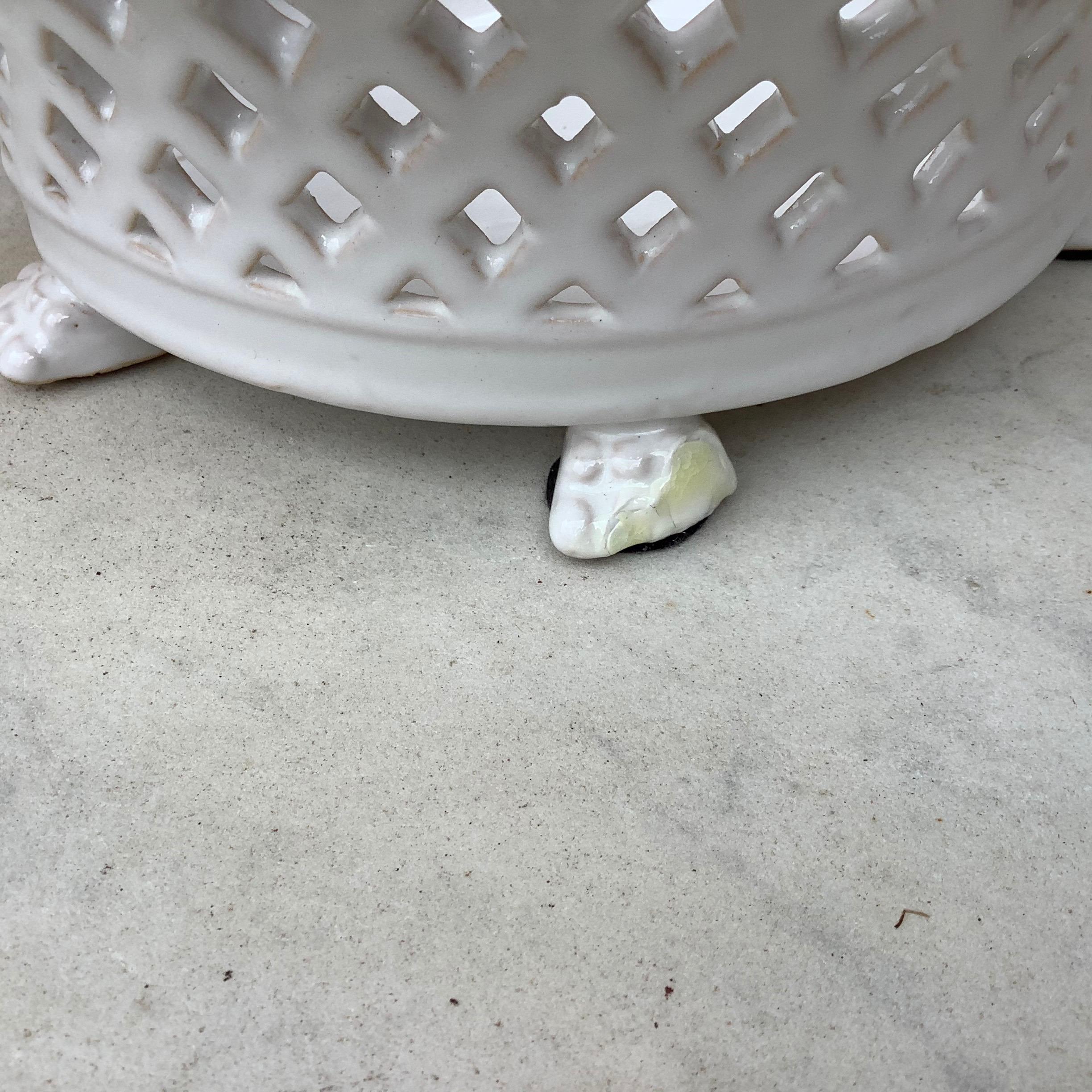 Early 20th Century French White Reticulated Basket Emile Tessier, circa 1920
