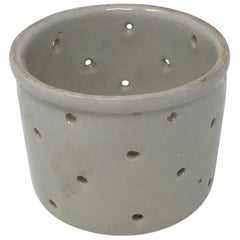 Used French White Stoneware Cheese Mold Strainer