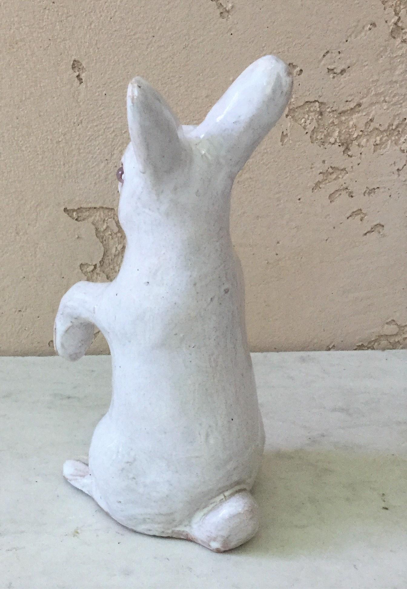 French White Terracotta Rabbit Bavent, circa 1900 In Good Condition In Austin, TX