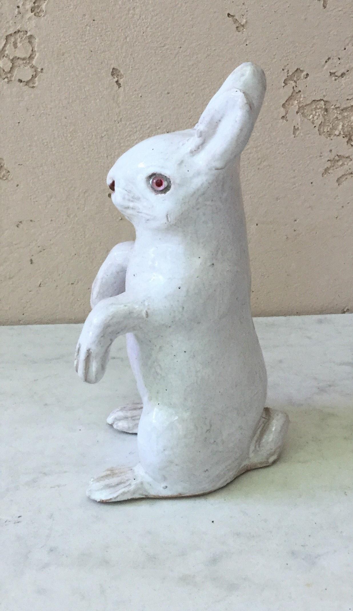 Early 20th Century French White Terracotta Rabbit Bavent, circa 1900