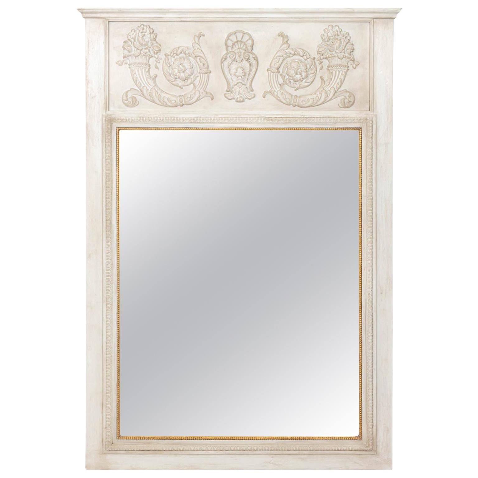 French White Trumeau Mirror
