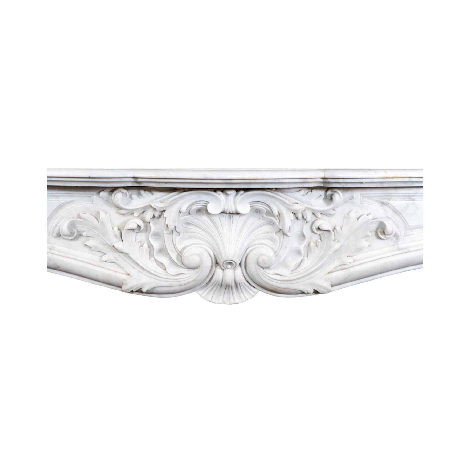 French White Veined Carrara Marble Mantel 2