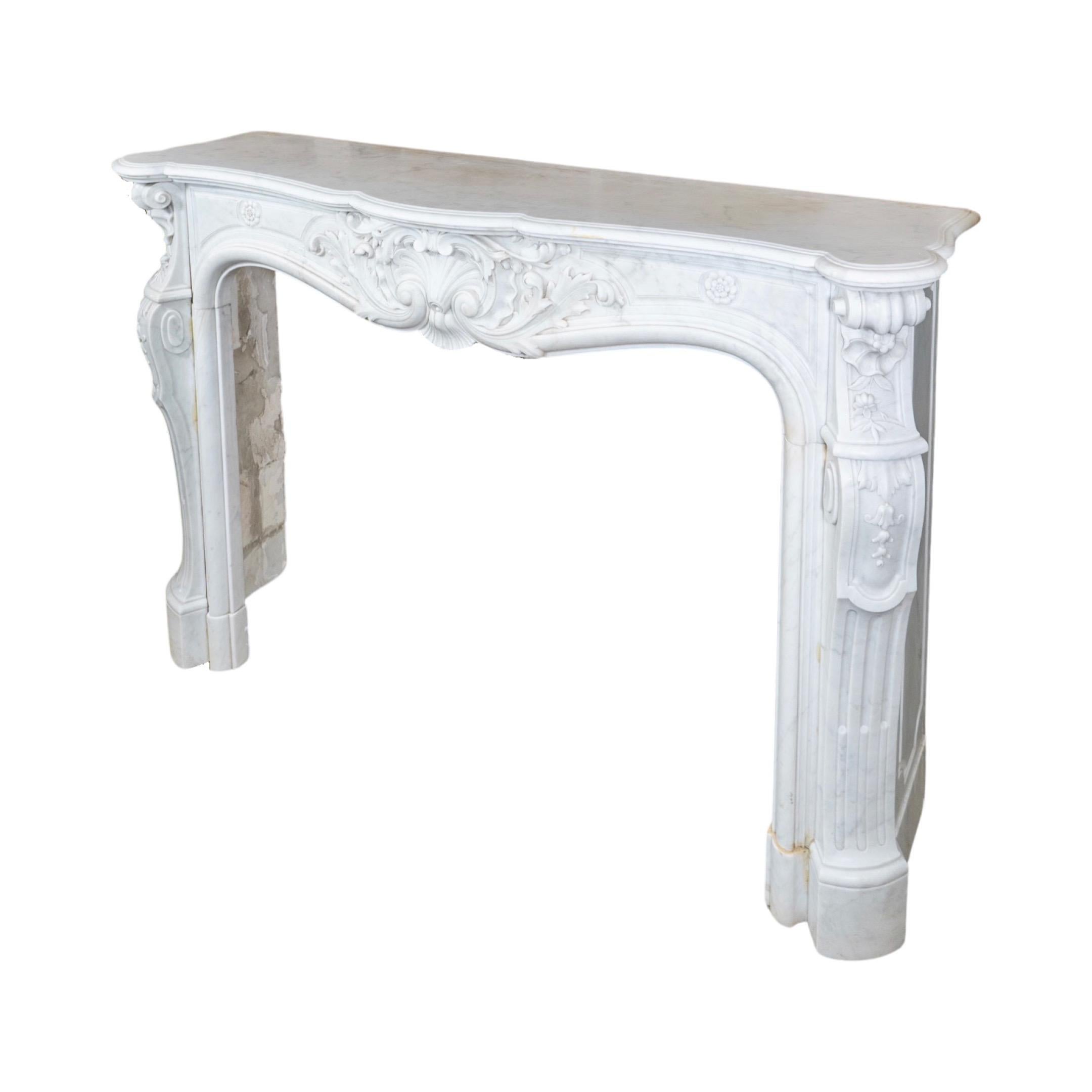 French White Veined Carrara Marble Mantel 3