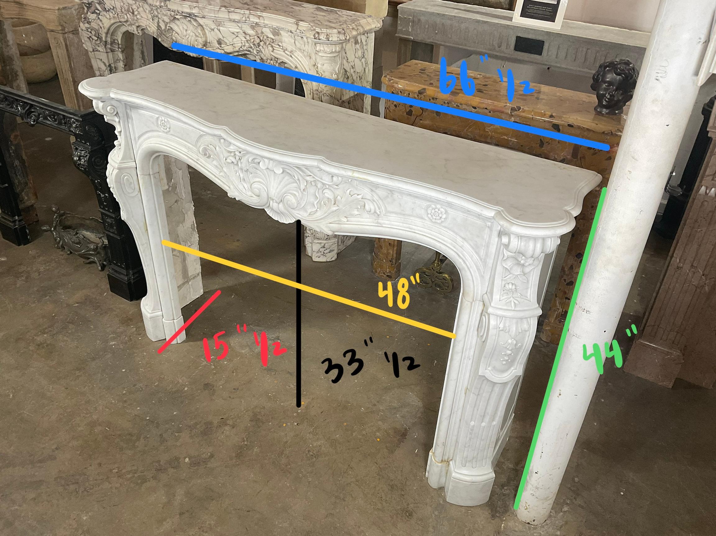 French White Veined Carrara Marble Mantel 4