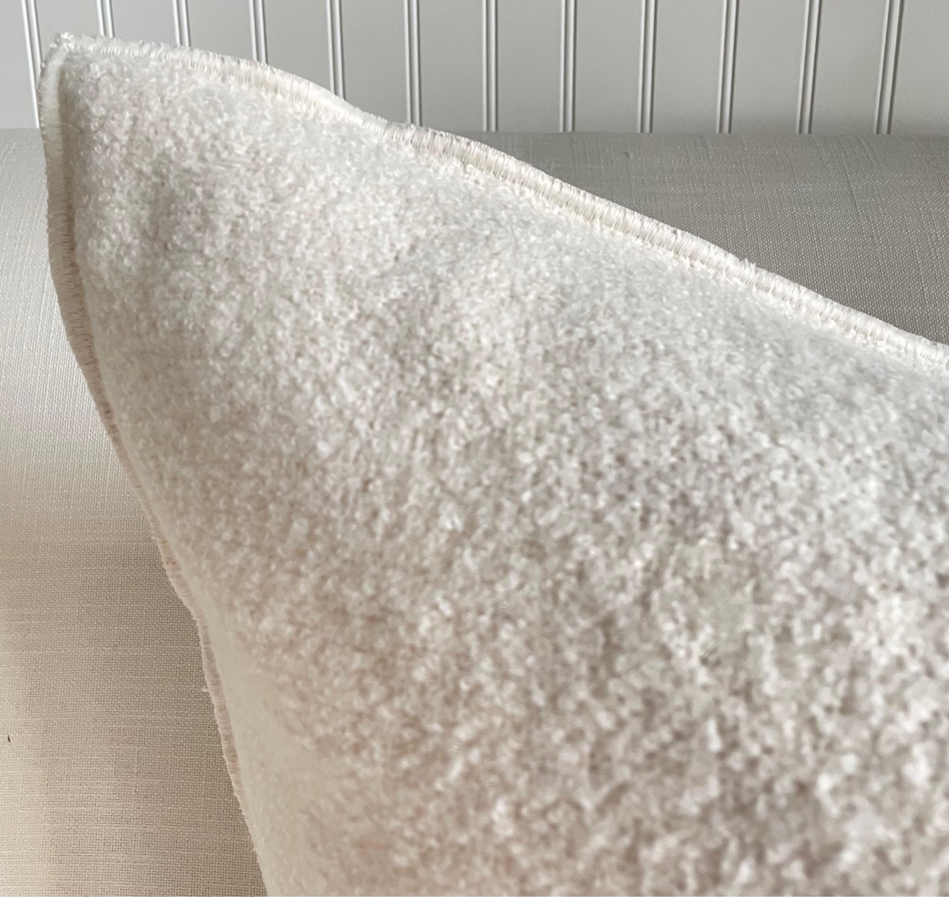 French White Wool Bouclette Double Faced Euro Shams In New Condition For Sale In Brea, CA