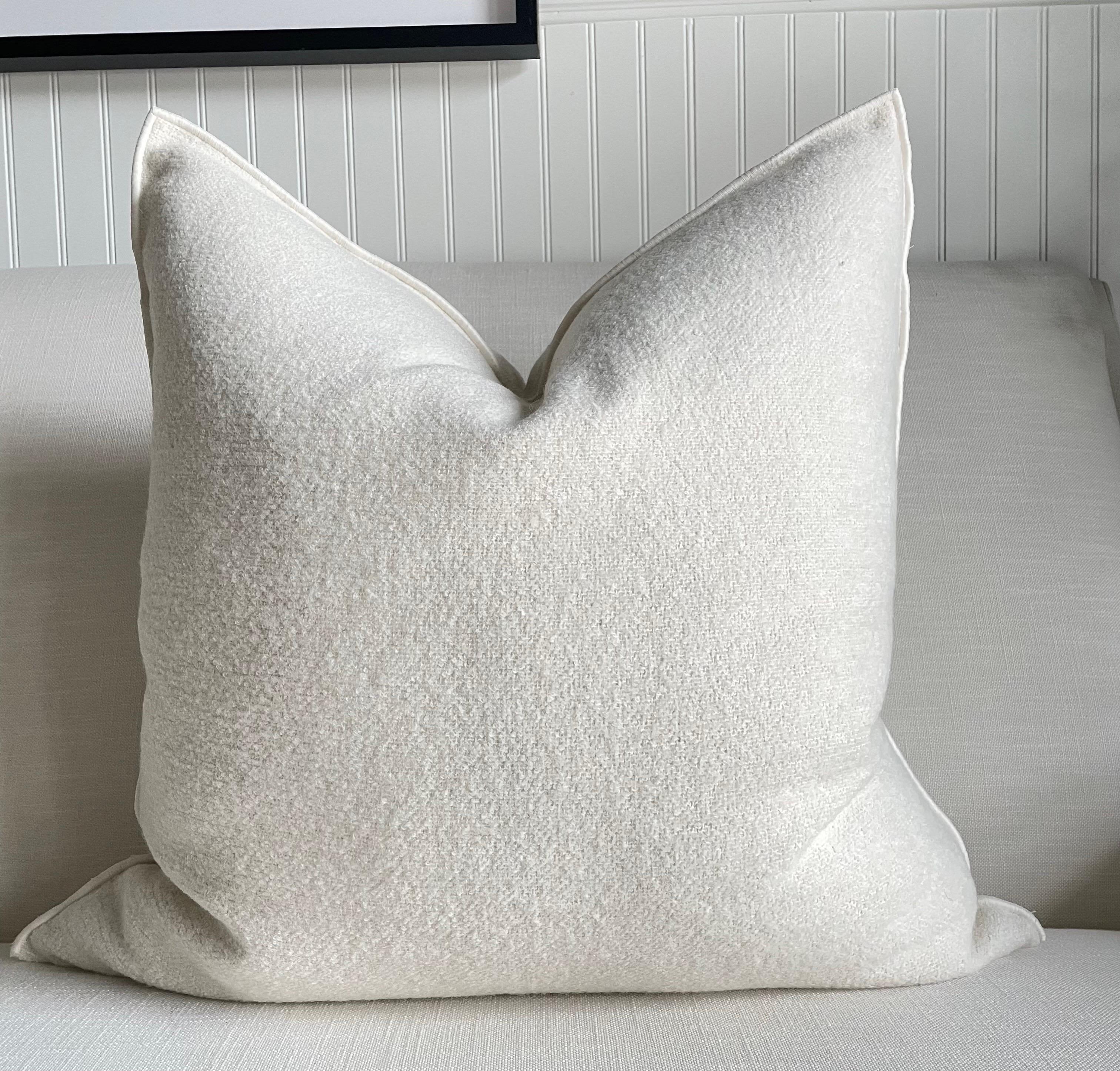 French White Wool Bouclette Double Faced Euro Shams For Sale 1