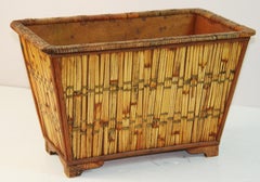 French Wicker and Bamboo Waste Basket