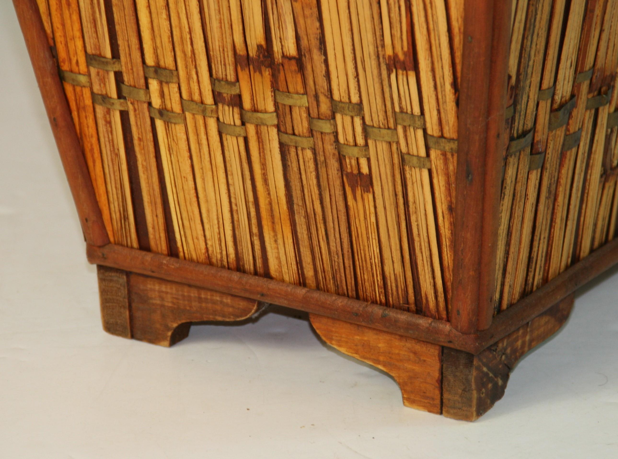 French Wicker and Bamboo Waste Basket For Sale 1