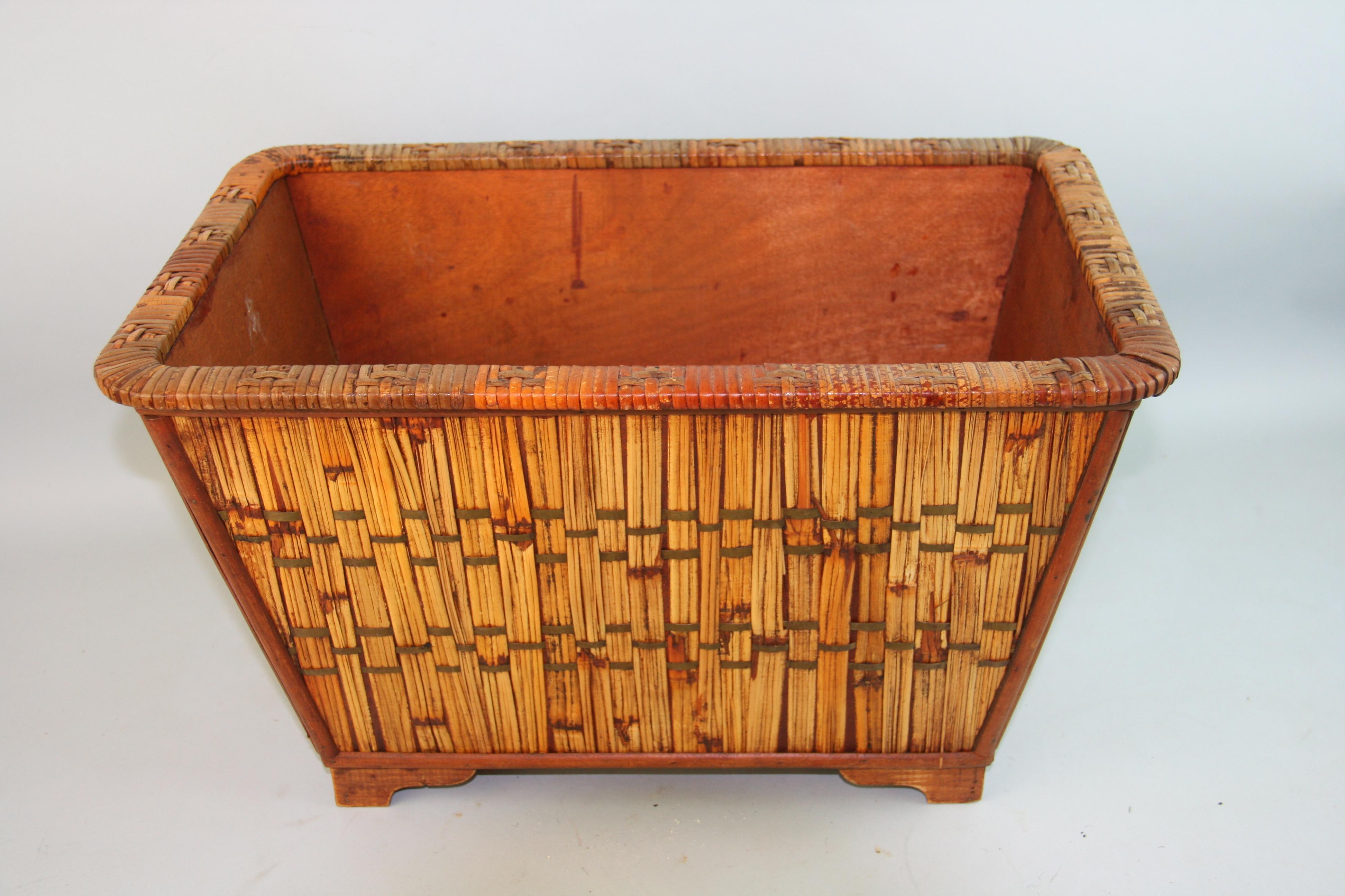 French Wicker and Bamboo Waste Basket For Sale 2