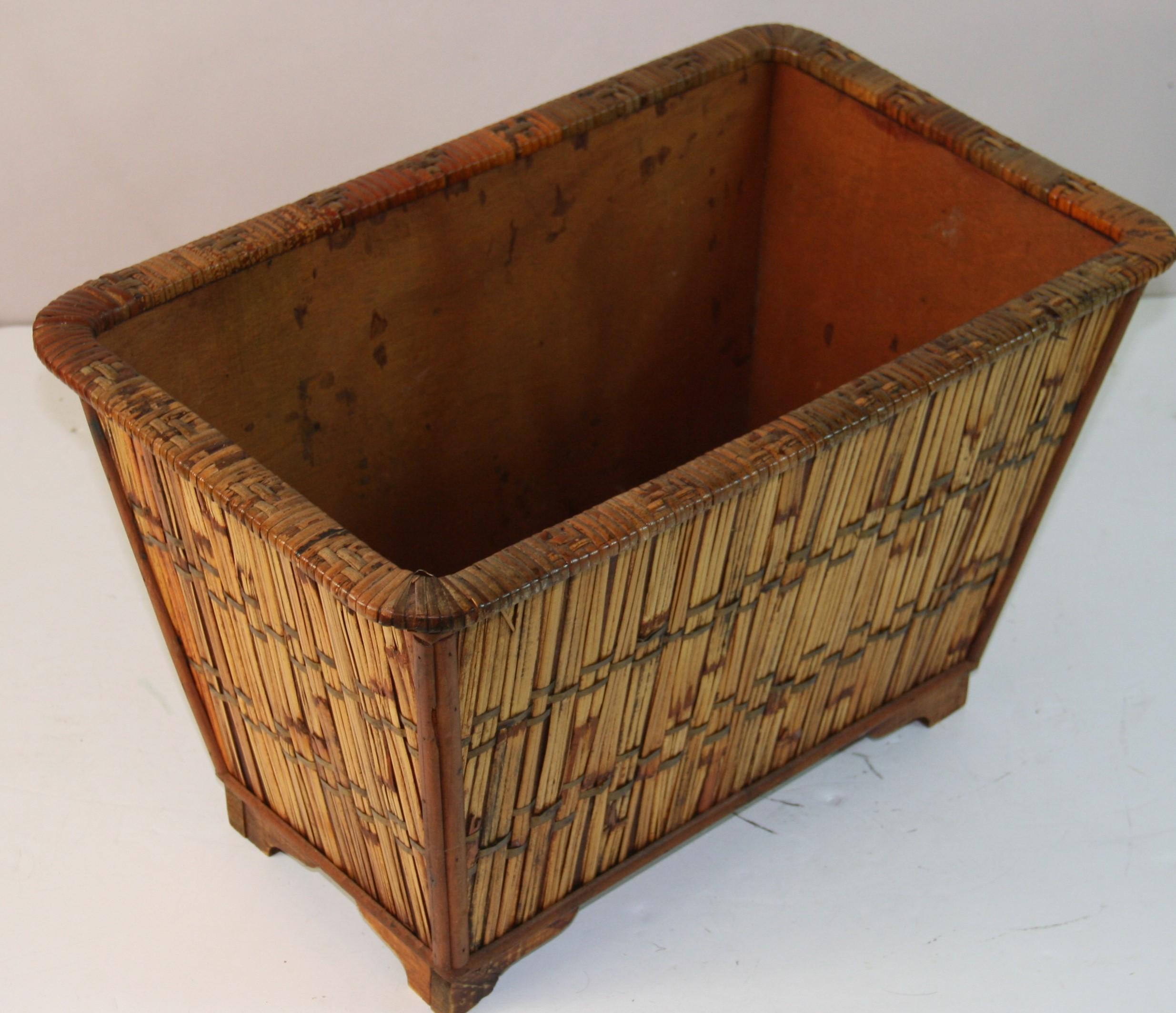 French Wicker and Bamboo Waste Basket For Sale 2