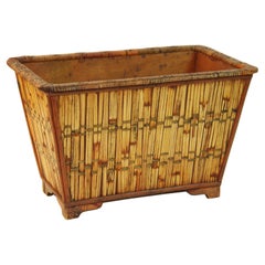 French Wicker and Bamboo Waste Basket