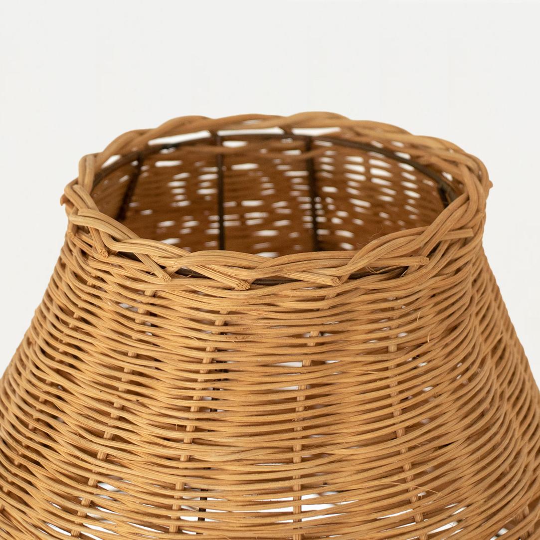 French Wicker and Glass Bottle Lamp 4