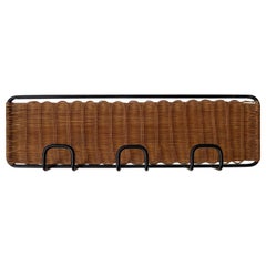 French Wicker and Iron Coat Rack in the style of Raoul Guys