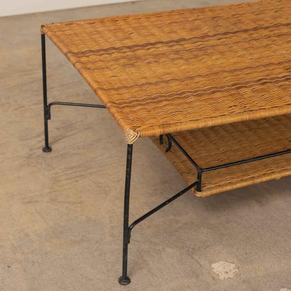 French Wicker and Iron Coffee Table For Sale 6