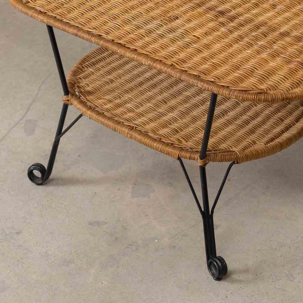 French Wicker and Iron Coffee Table For Sale 6