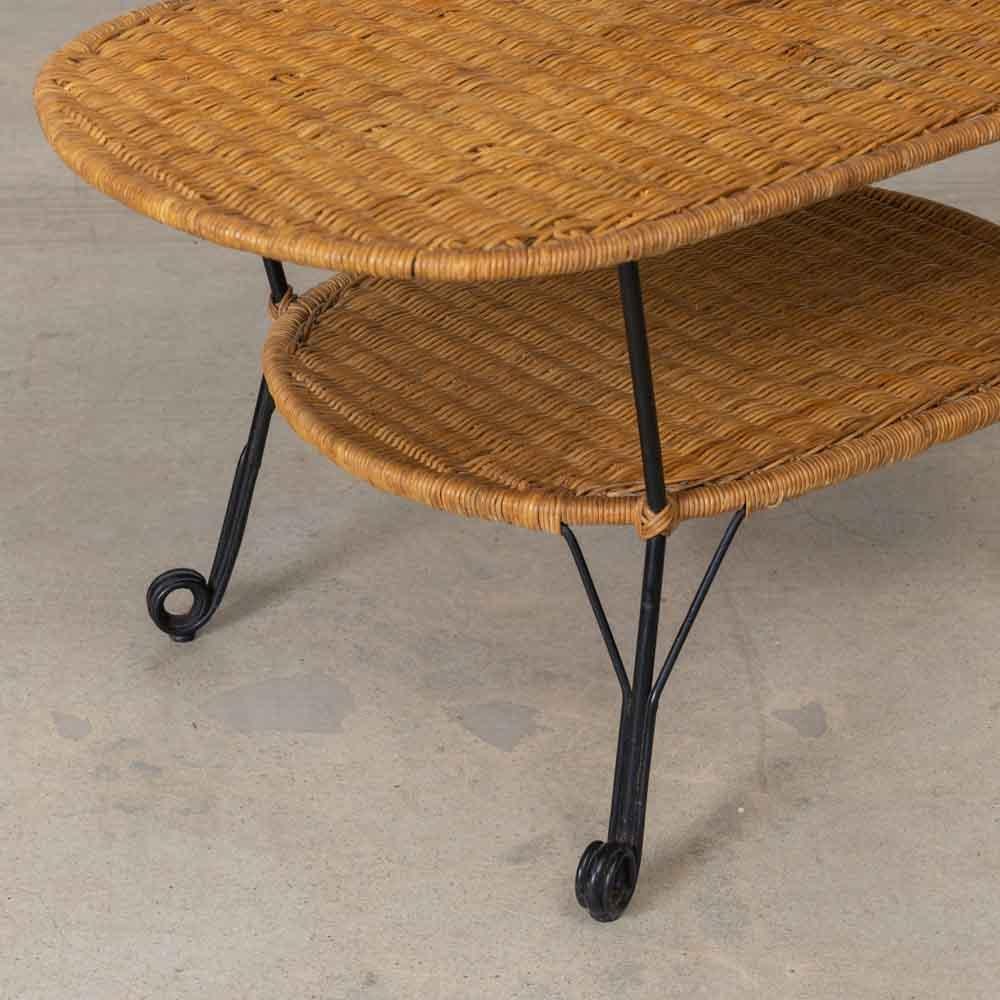 French Wicker and Iron Coffee Table For Sale 7