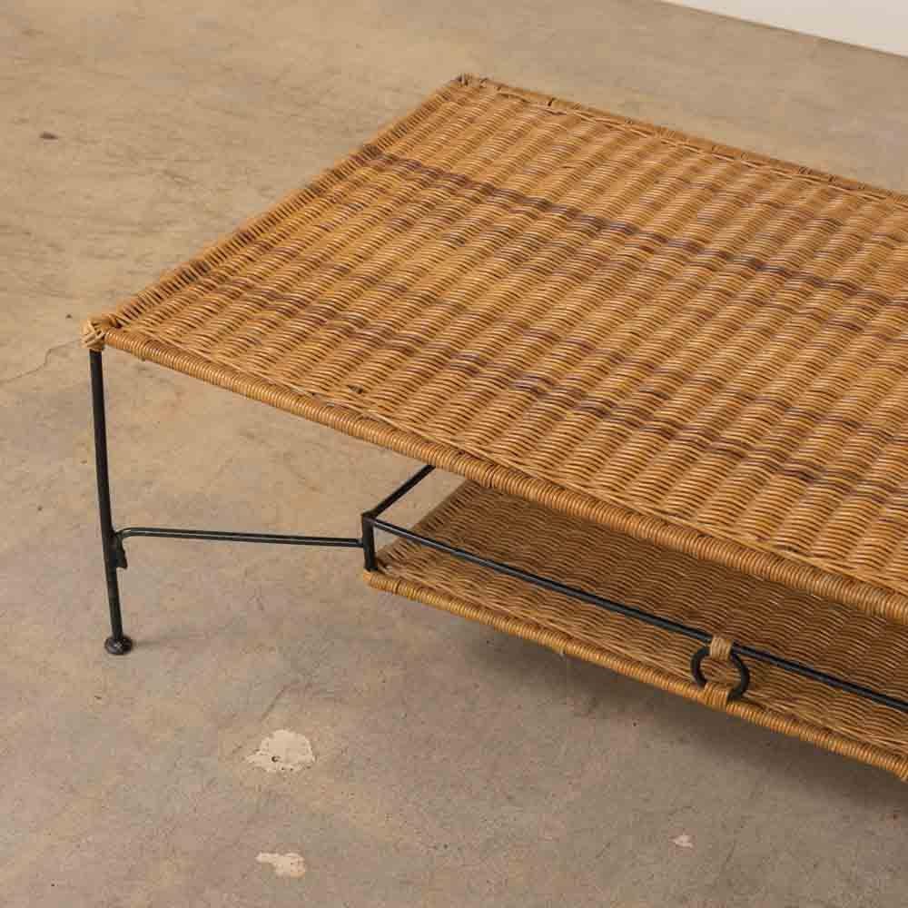 French Wicker and Iron Coffee Table For Sale 8