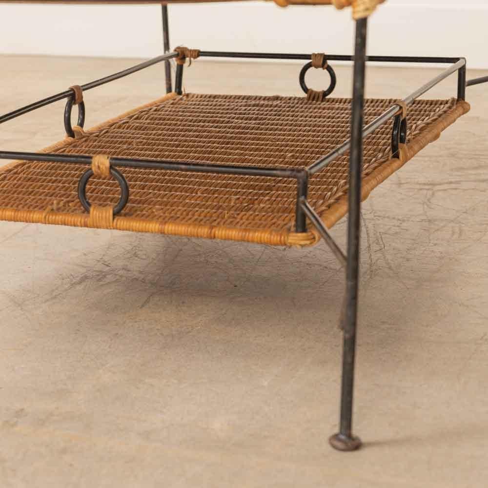 French Wicker and Iron Coffee Table For Sale 9