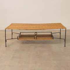 French Wicker and Iron Coffee Table